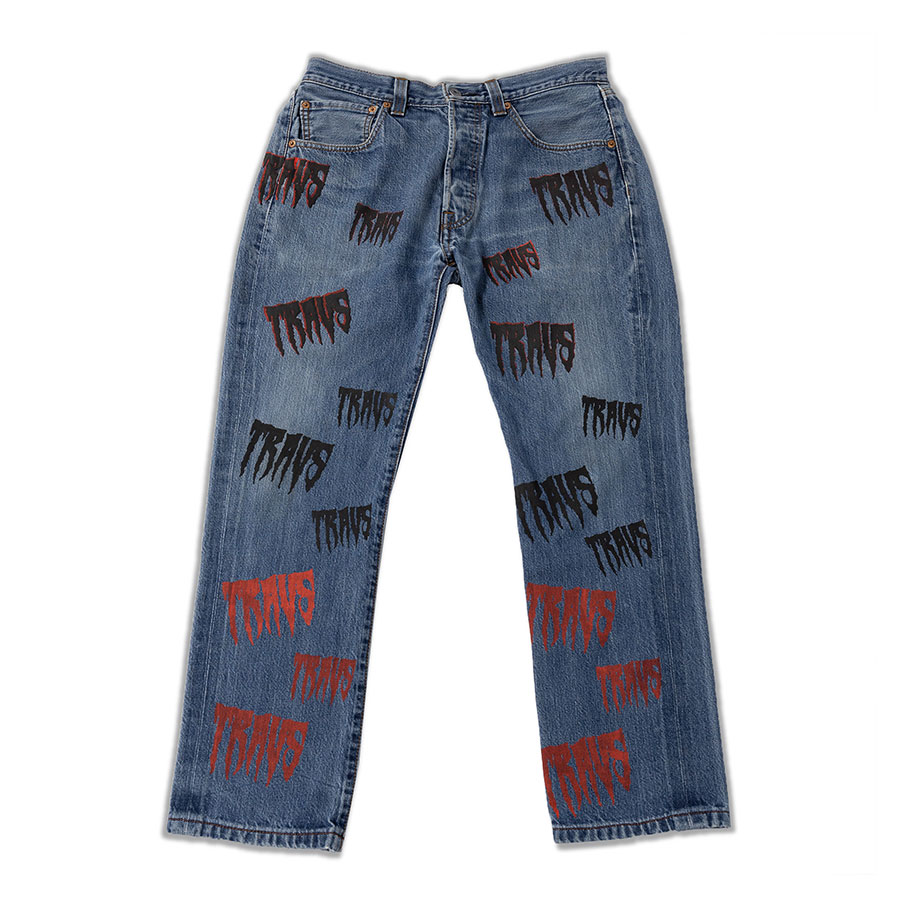 TRAVS DRIP CUSTOM Multi 501 Pants [BLU× RED]